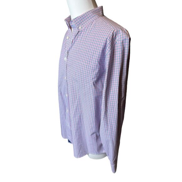 Untuckit Pink Blue Plaid Shirt Men's XL Classic Fit Button Down No Iron Cotton - Picture 3 of 7